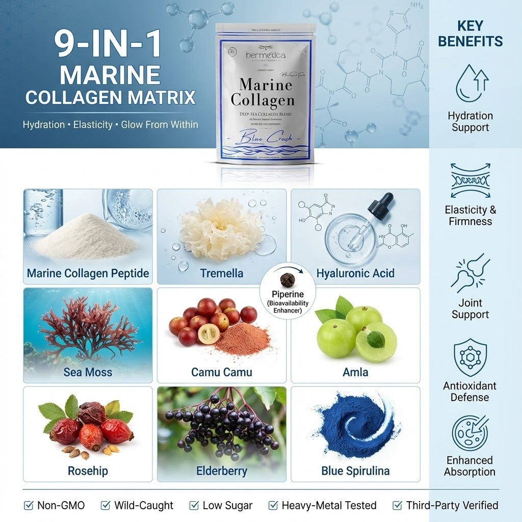 Blue Crush collagen gummies supplement facts and ingredients label