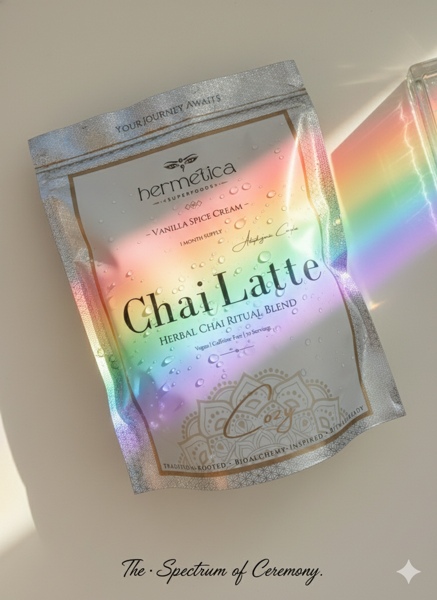 Cozy adaptogenic chai latte superfood ashwagandha lions mane gummy close-up detail by Hermetica Superfoods