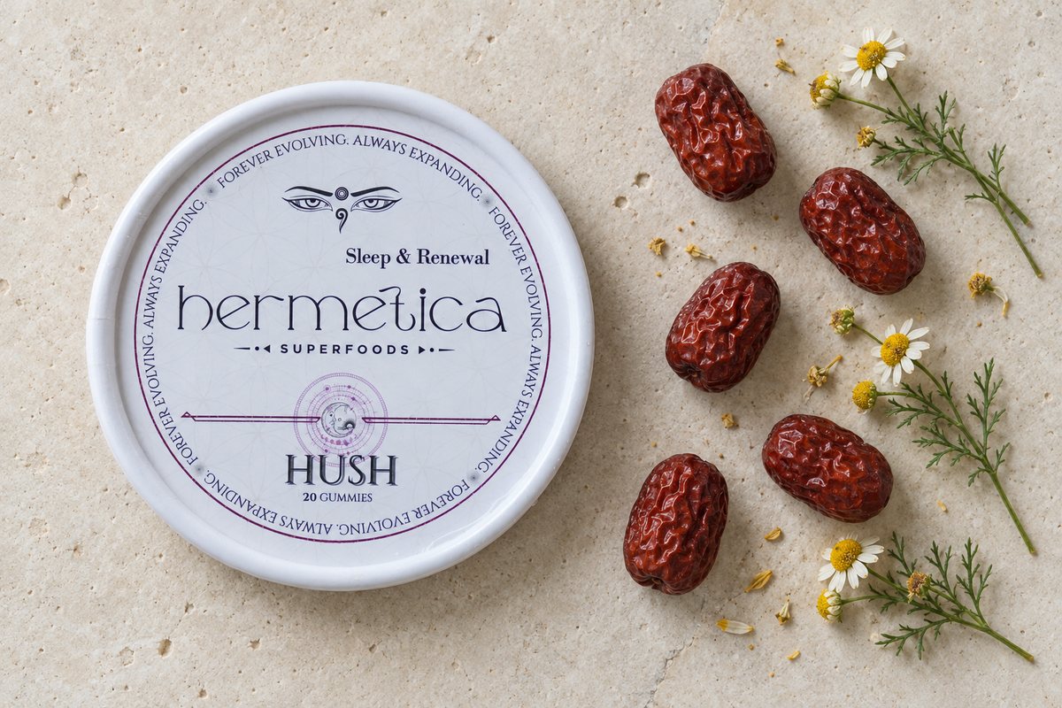 Open tin of Hush Sleep Gummies