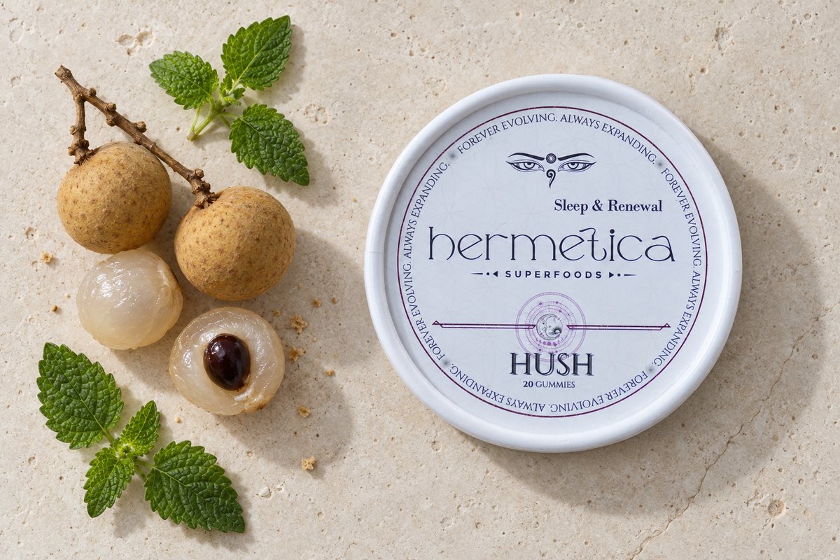 Hush Sleep Gummies tin on marble