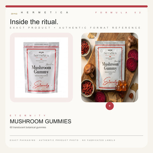 Eternity Mushroom Gummies: product format and authentic gummy reference — Hermetica Superfoods
