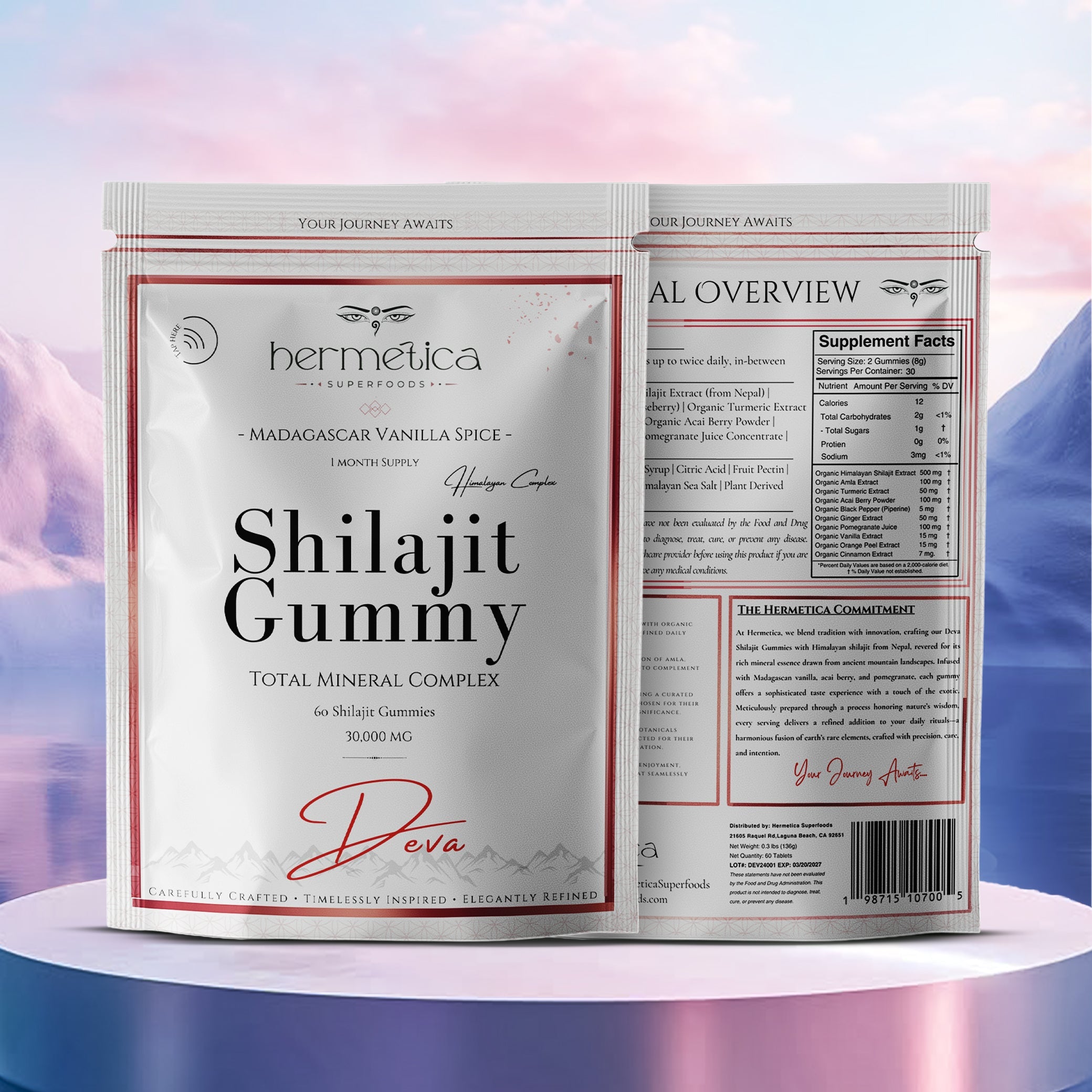 Deva Shilajit Gummies front and supplement facts