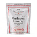 Hermetica Eternity Mushroom Gummies neutral silver pouch on a clean white background.