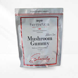 Eternity Mushroom Gummies pouch photographed on a clean white studio background