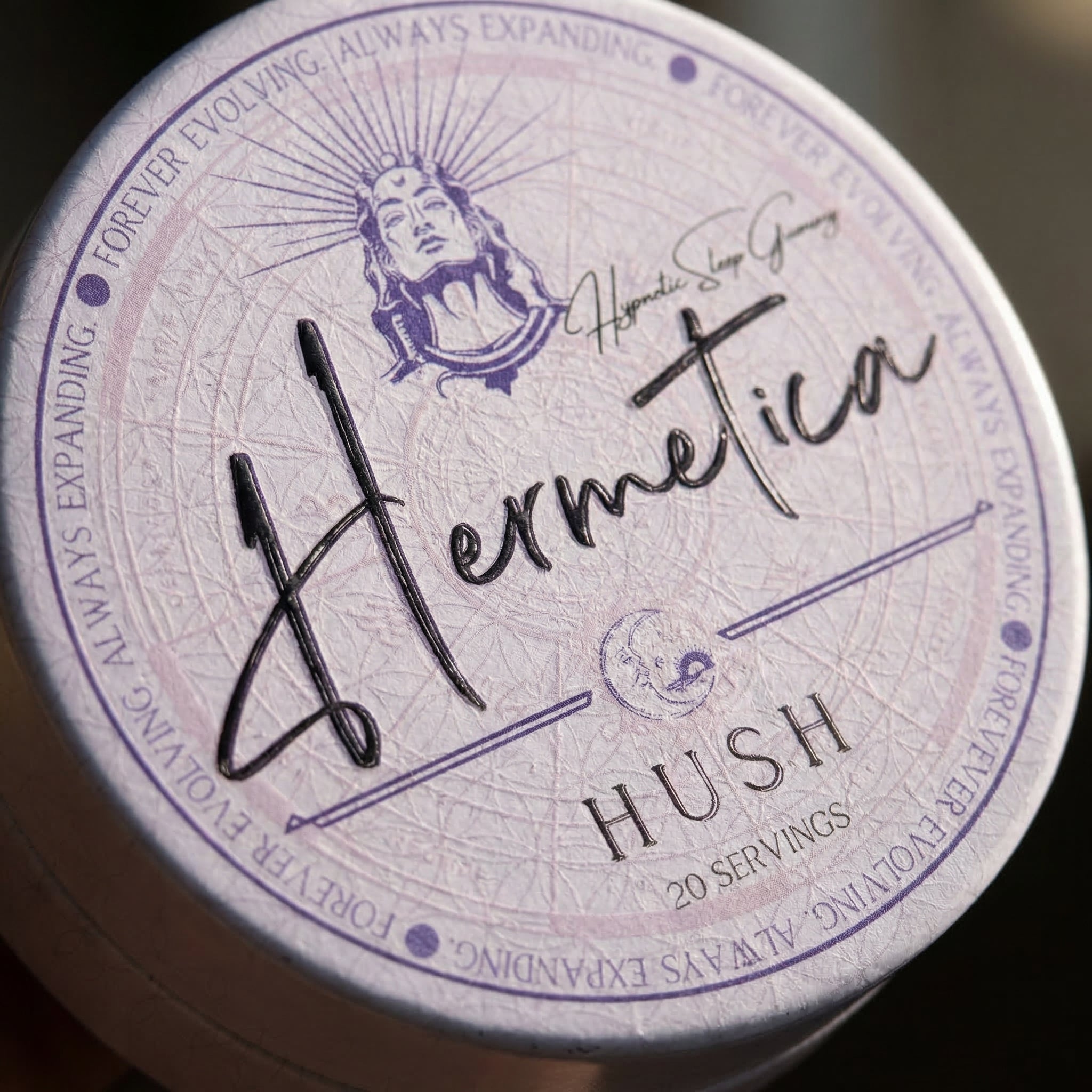 Hush sleep gummies tin close-up