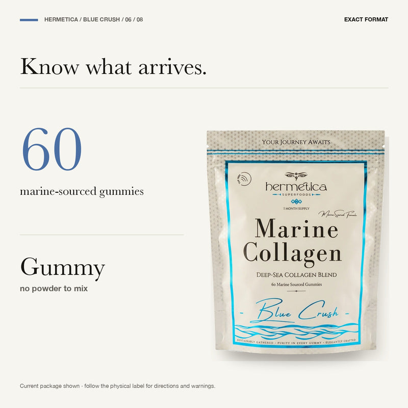 Blue Crush format panel showing the current 60-gummy package