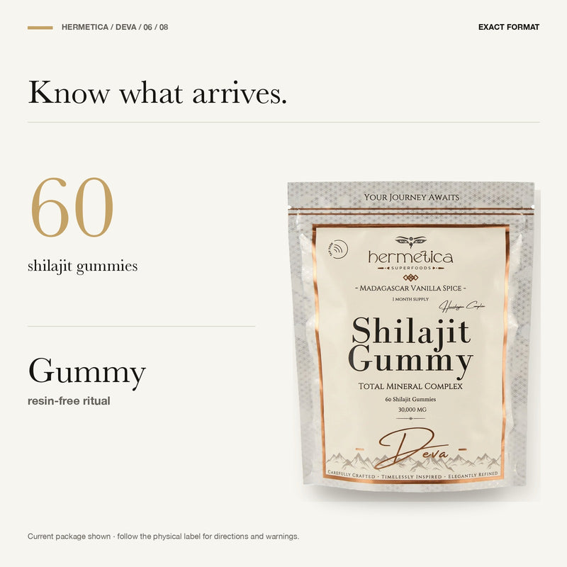 Deva format panel showing the current 60-gummy resin-free package