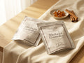 Deva Shilajit Gummies pouch on warm sandstone in golden light with mineral stones