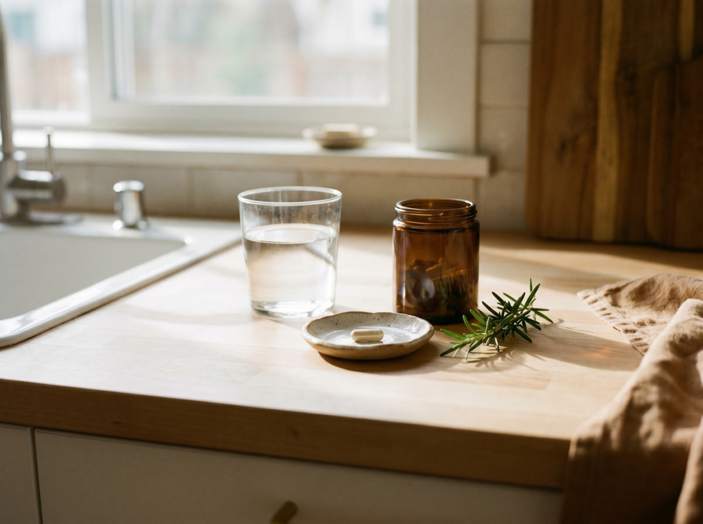 Daily botanical ritual scene for Hermetica Superfoods