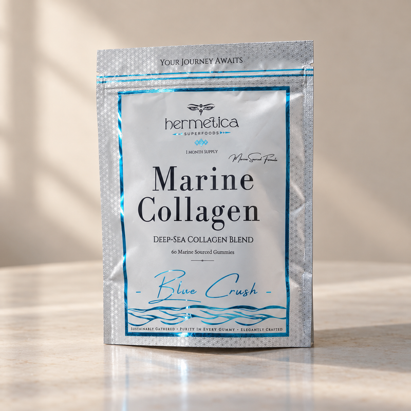 Blue package photographed at an angle