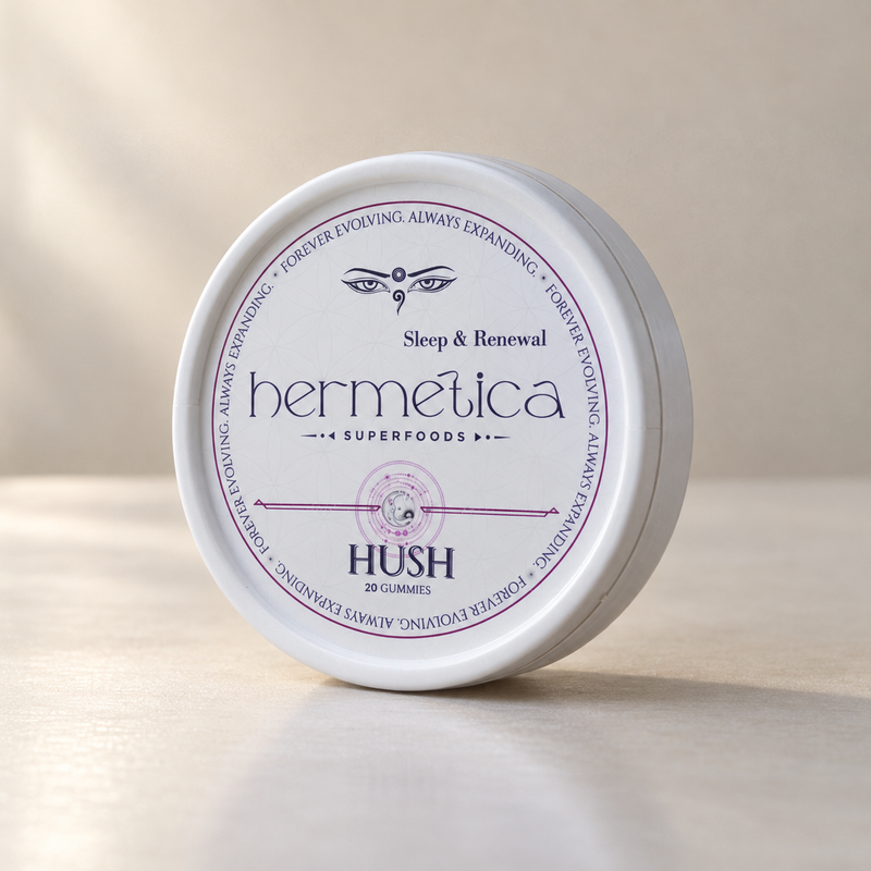 Hush package photographed at an angle