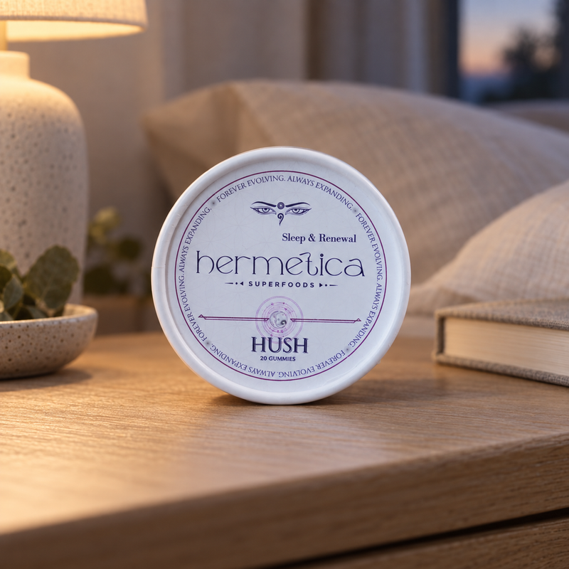 Hush product on a tabletop in natural light