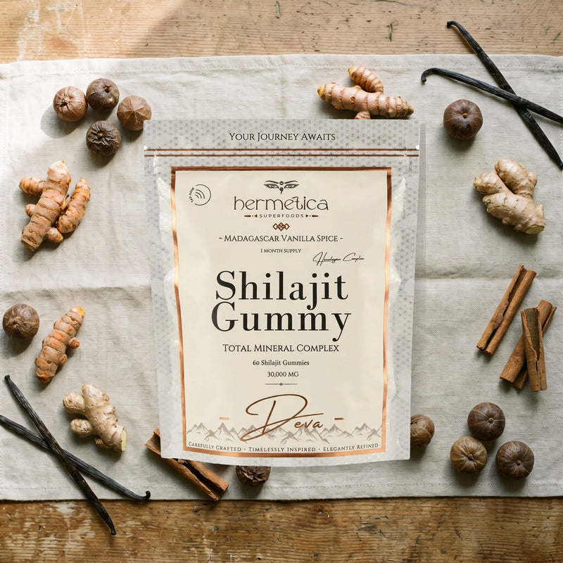 Deva formula image showing the current shilajit gummy mineral complex