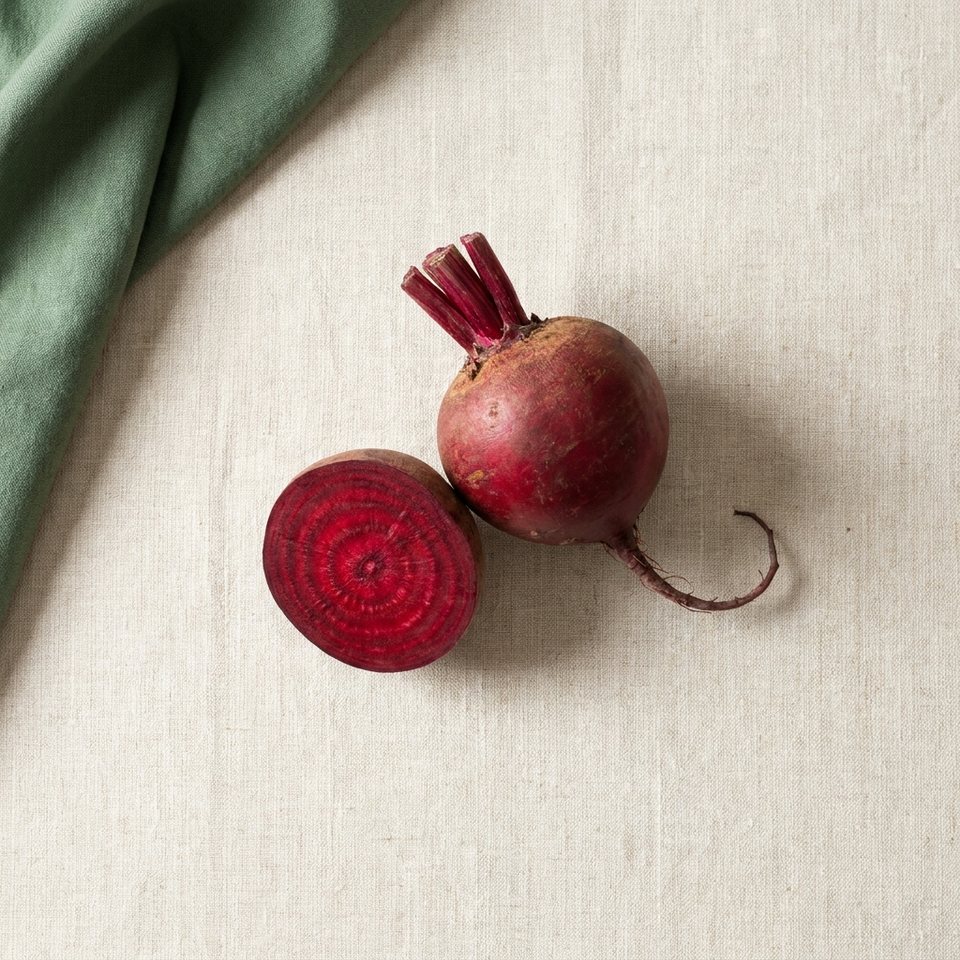 A whole beet and a cut half