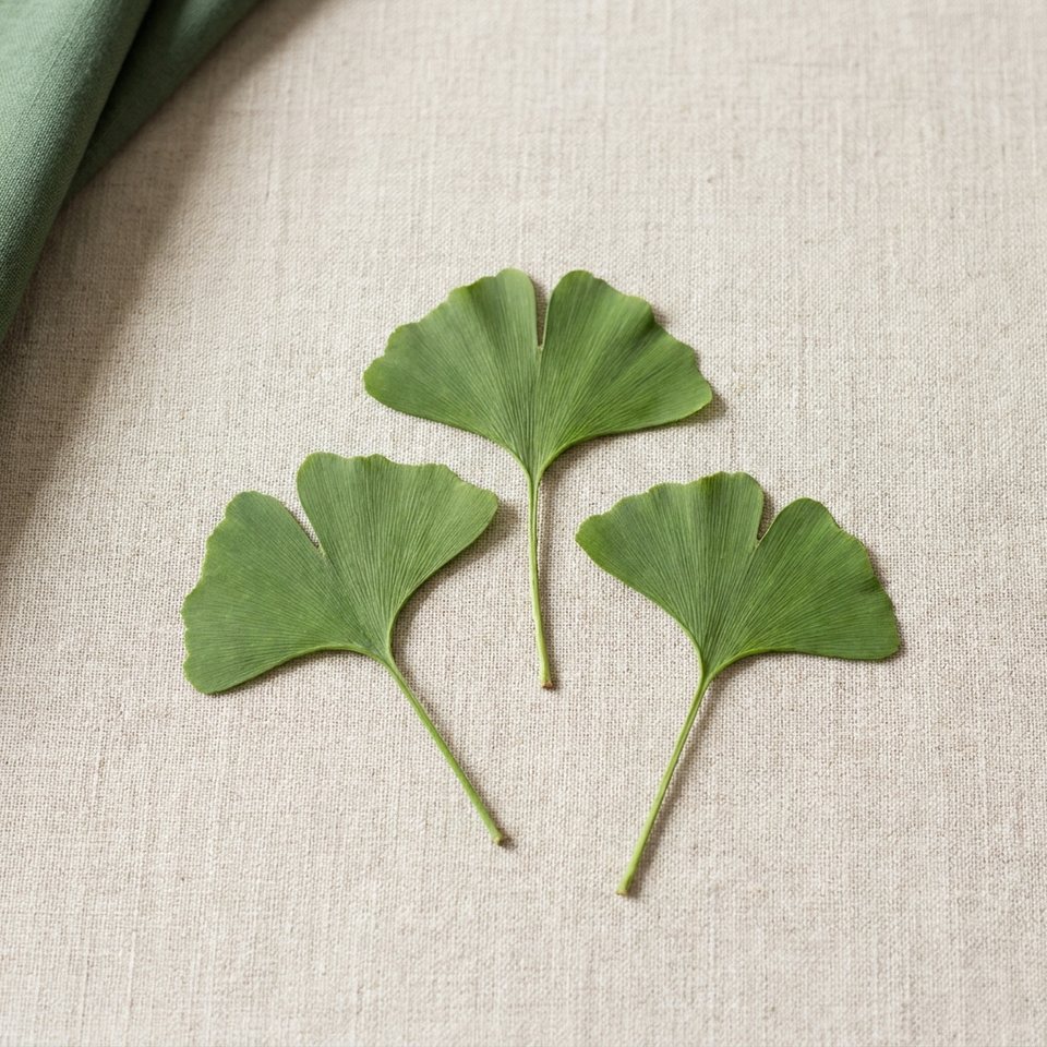 Three ginkgo leaves