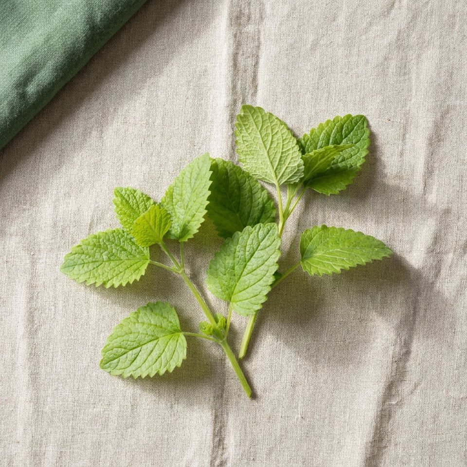 Fresh lemon balm sprigs