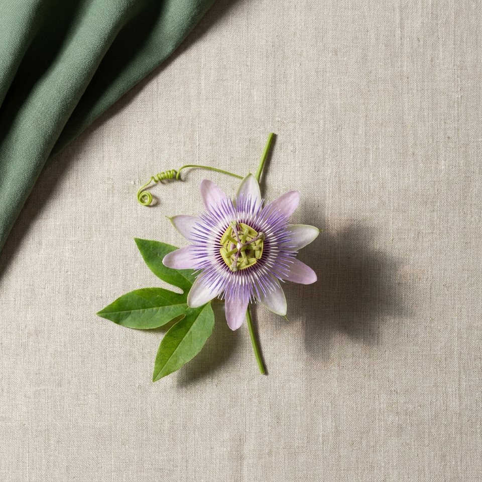A passionflower blossom on its vine