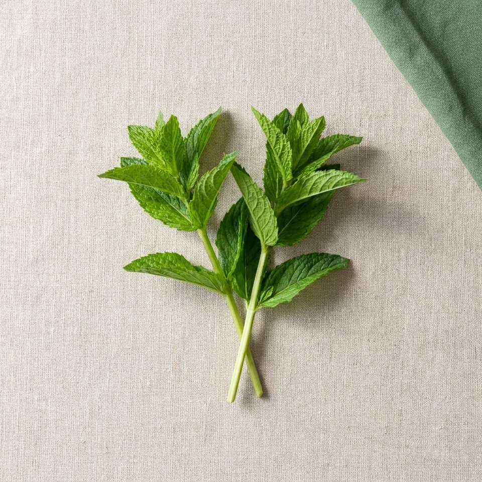 Fresh spearmint sprigs