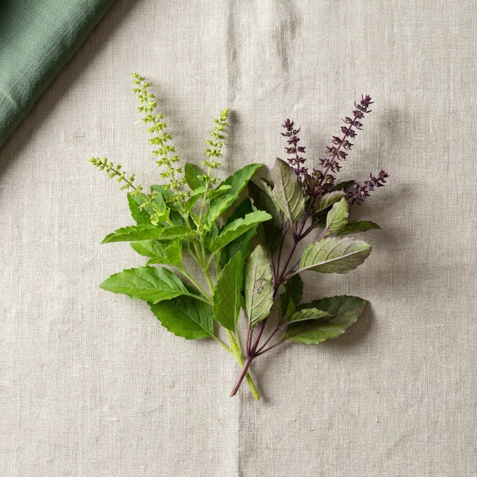 Fresh tulsi sprigs