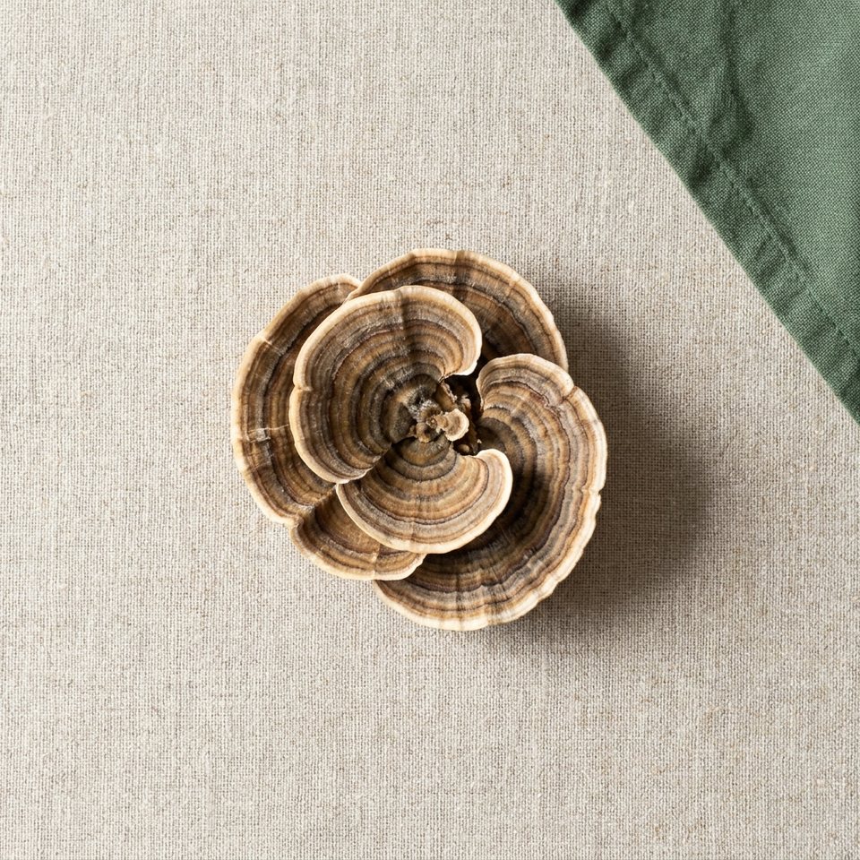 A cluster of turkey tail mushrooms