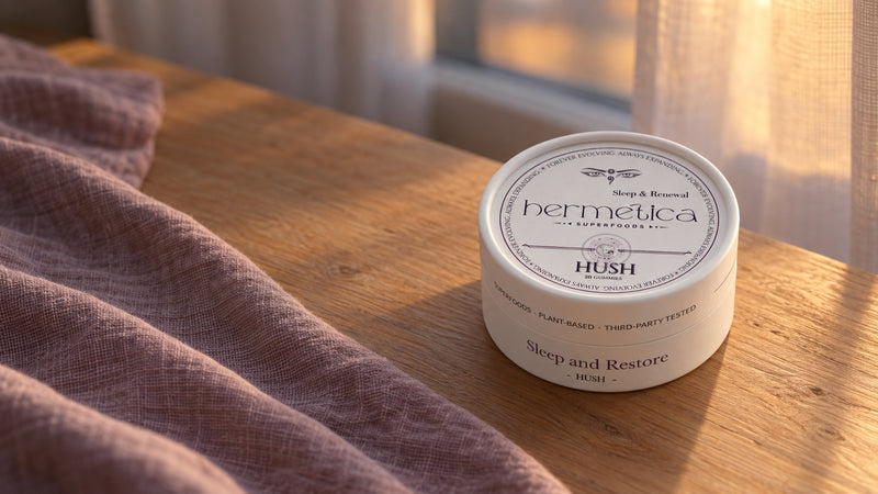 Hush packaging in a wide everyday scene